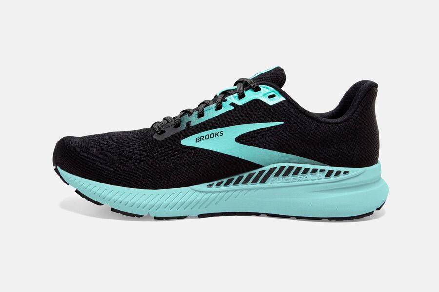 Launch GTS 8 Road Brooks Running Shoes NZ Womens - Black/Blue - GFARXV-409